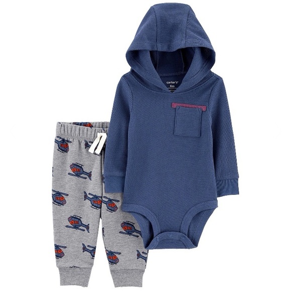Carter's Other - Carter's - 2-Piece Thermal Hooded Bodysuit & Helicopter Jogger Pants Set